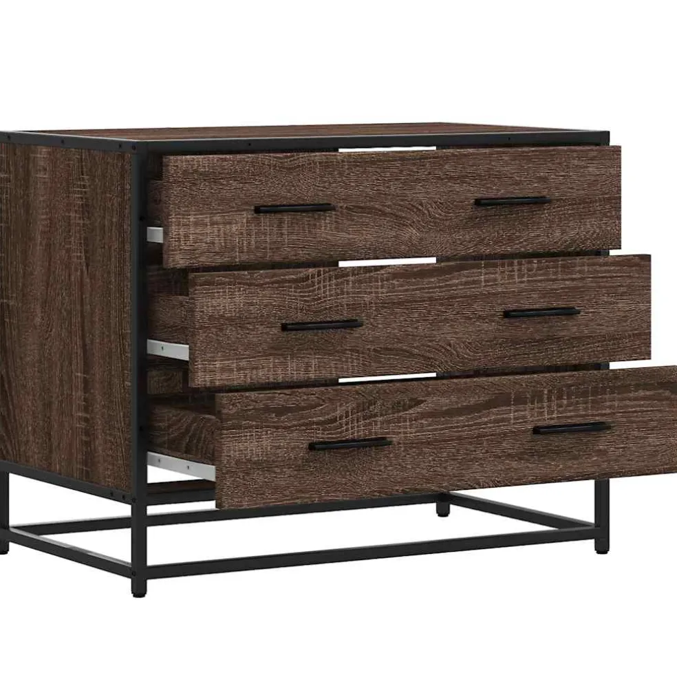 vidaXL Ladekast 70x41x56 cm bewerkt hout bruin eikenkleur