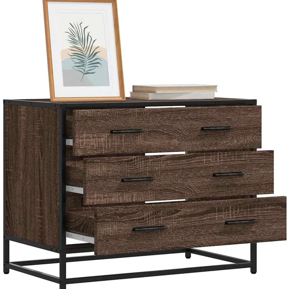 vidaXL Ladekast 70x41x56 cm bewerkt hout bruin eikenkleur