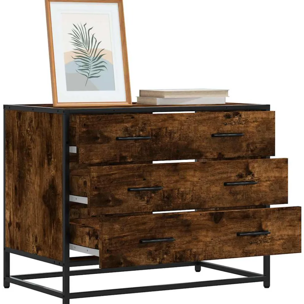 vidaXL Ladekast 70x41x56 cm bewerkt hout gerookt eikenkleurig