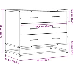 vidaXL Ladekast 70x41x56 cm bewerkt hout gerookt eikenkleurig
