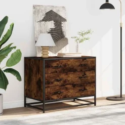 vidaXL Ladekast 70x41x56 cm bewerkt hout gerookt eikenkleurig