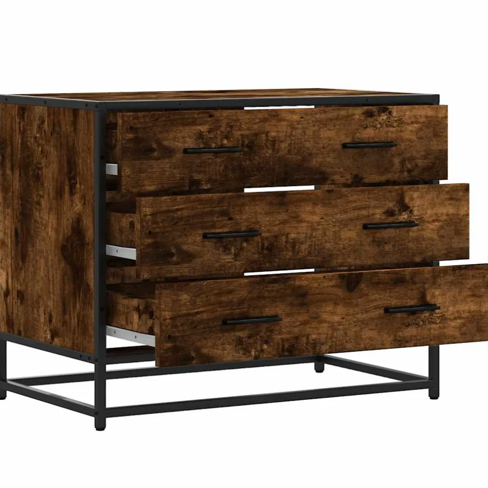 vidaXL Ladekast 70x41x56 cm bewerkt hout gerookt eikenkleurig