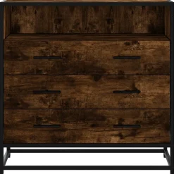 vidaXL Ladekast 70x41x70 cm bewerkt hout gerookt eikenkleurig