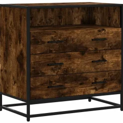 vidaXL Ladekast 70x41x70 cm bewerkt hout gerookt eikenkleurig