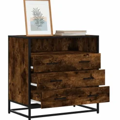 vidaXL Ladekast 70x41x70 cm bewerkt hout gerookt eikenkleurig