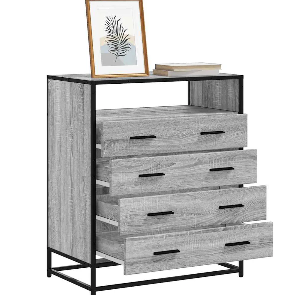 vidaXL Ladekast 70x41x83,5 cm bewerkt hout grijs sonoma eikenkleurig