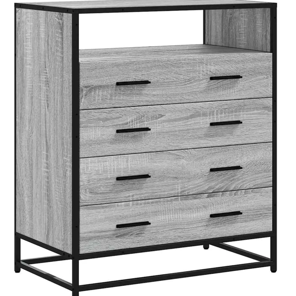 vidaXL Ladekast 70x41x83,5 cm bewerkt hout grijs sonoma eikenkleurig