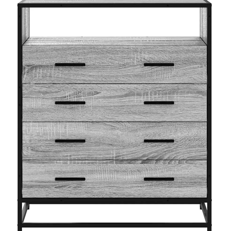 vidaXL Ladekast 70x41x83,5 cm bewerkt hout grijs sonoma eikenkleurig