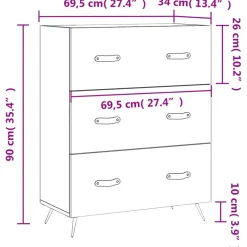 vidaXL Ladekast 69,5x34x90 cm bewerkt hout wit