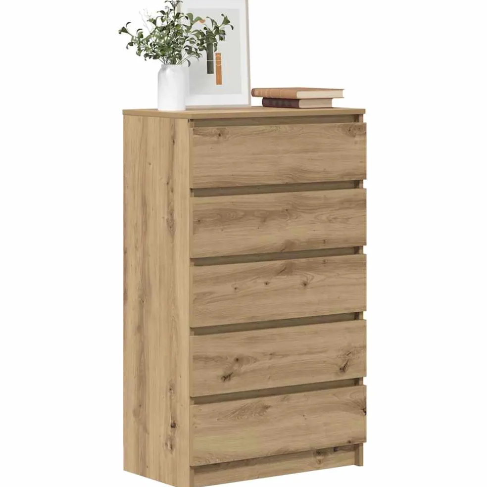 vidaXL Ladekast 60x36x103 cm bewerkt hout artisanaal eikenkleur