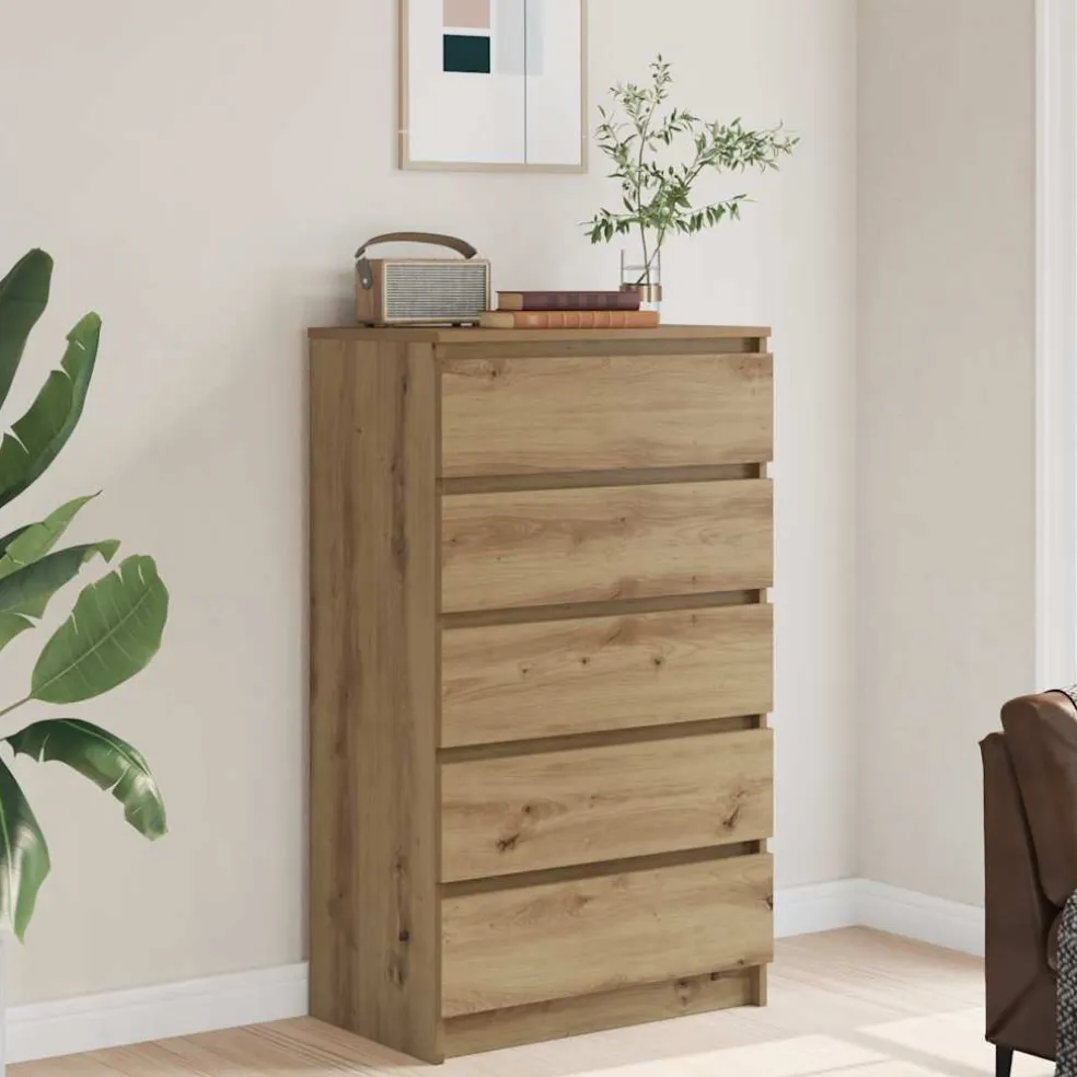 vidaXL Ladekast 60x36x103 cm bewerkt hout artisanaal eikenkleur