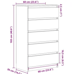 vidaXL Ladekast 60x36x103 cm bewerkt hout wit
