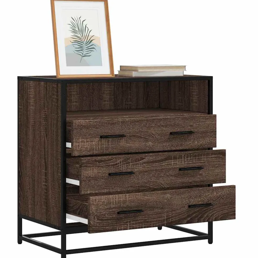 vidaXL Ladekast 70x41x70 cm bewerkt hout bruin eikenkleur