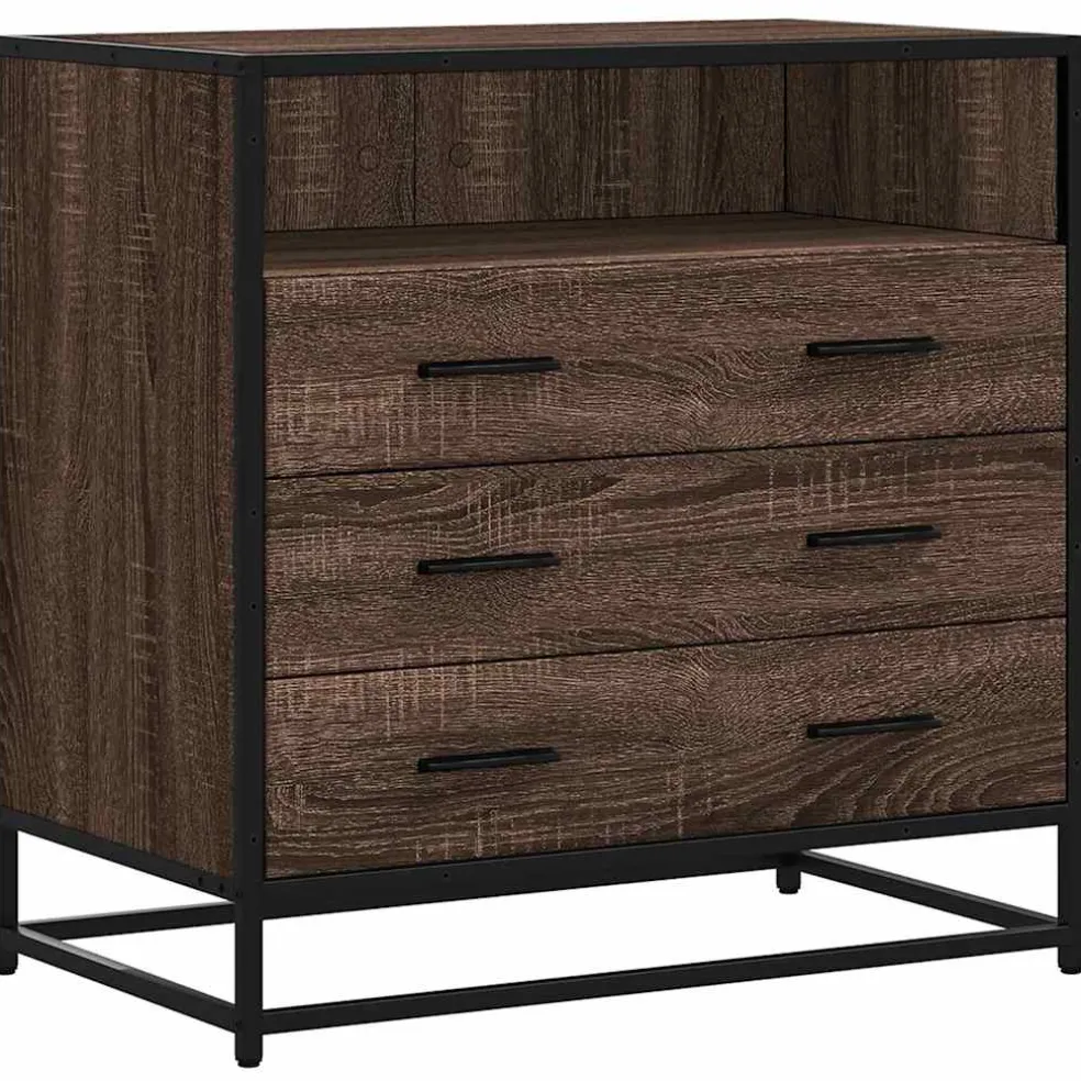 vidaXL Ladekast 70x41x70 cm bewerkt hout bruin eikenkleur