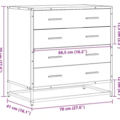 vidaXL Ladekast 70x41x70 cm bewerkt hout bruin eikenkleur