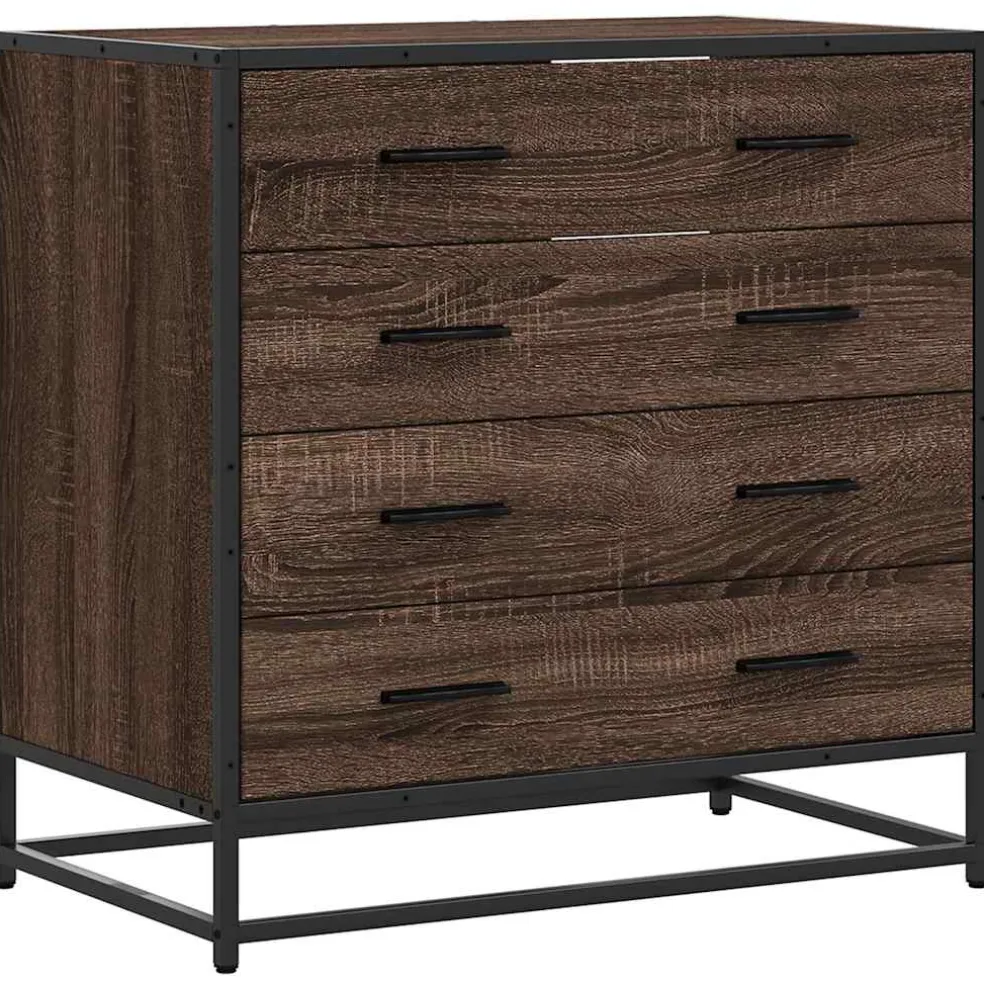 vidaXL Ladekast 70x41x70 cm bewerkt hout bruin eikenkleur
