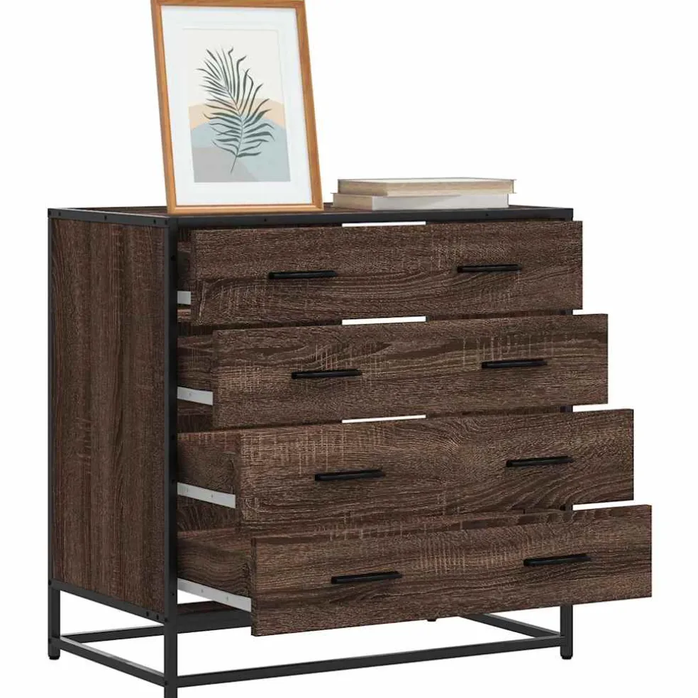 vidaXL Ladekast 70x41x70 cm bewerkt hout bruin eikenkleur