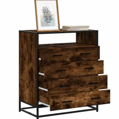 vidaXL Ladekast 70x41x83,5 cm bewerkt hout gerookt eikenkleurig