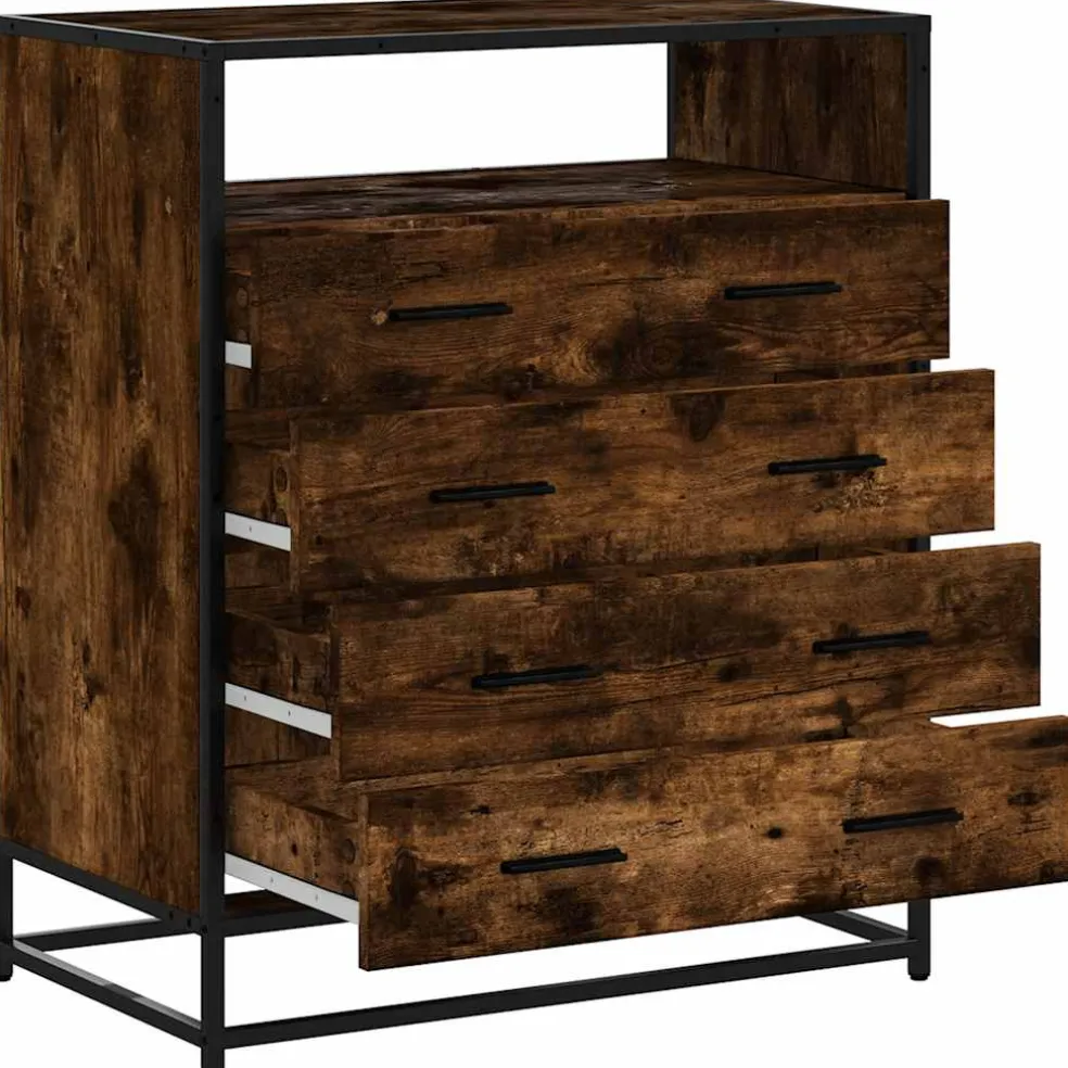 vidaXL Ladekast 70x41x83,5 cm bewerkt hout gerookt eikenkleurig