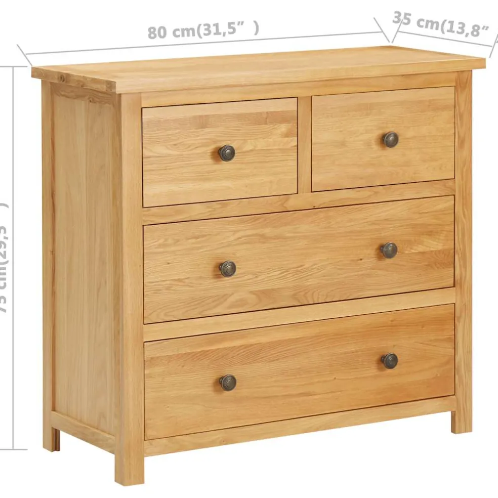 vidaXL Ladekast 80x33,5x75 cm massief eikenhout