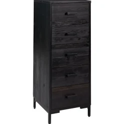 vidaXL Ladekast 42x35x110 cm massief grenenhout zwart