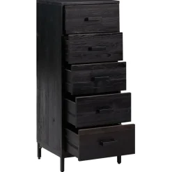 vidaXL Ladekast 42x35x110 cm massief grenenhout zwart