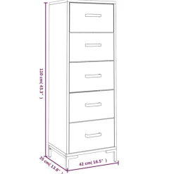 vidaXL Ladekast 42x35x110 cm massief grenenhout zwart