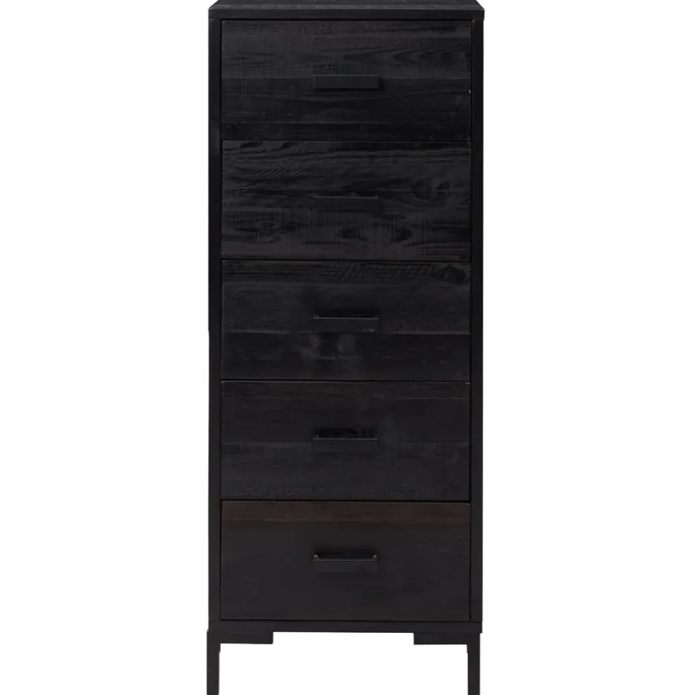 vidaXL Ladekast 42x35x110 cm massief grenenhout zwart
