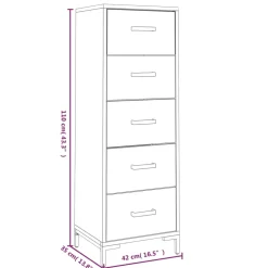 vidaXL Ladekast 42x35x110 cm massief grenenhout