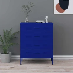 vidaXL Ladekast 80x35x101,5 cm staal marineblauw