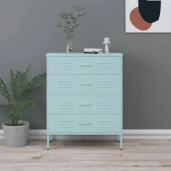 vidaXL Ladekast 80x35x101,5 cm staal mintkleurig