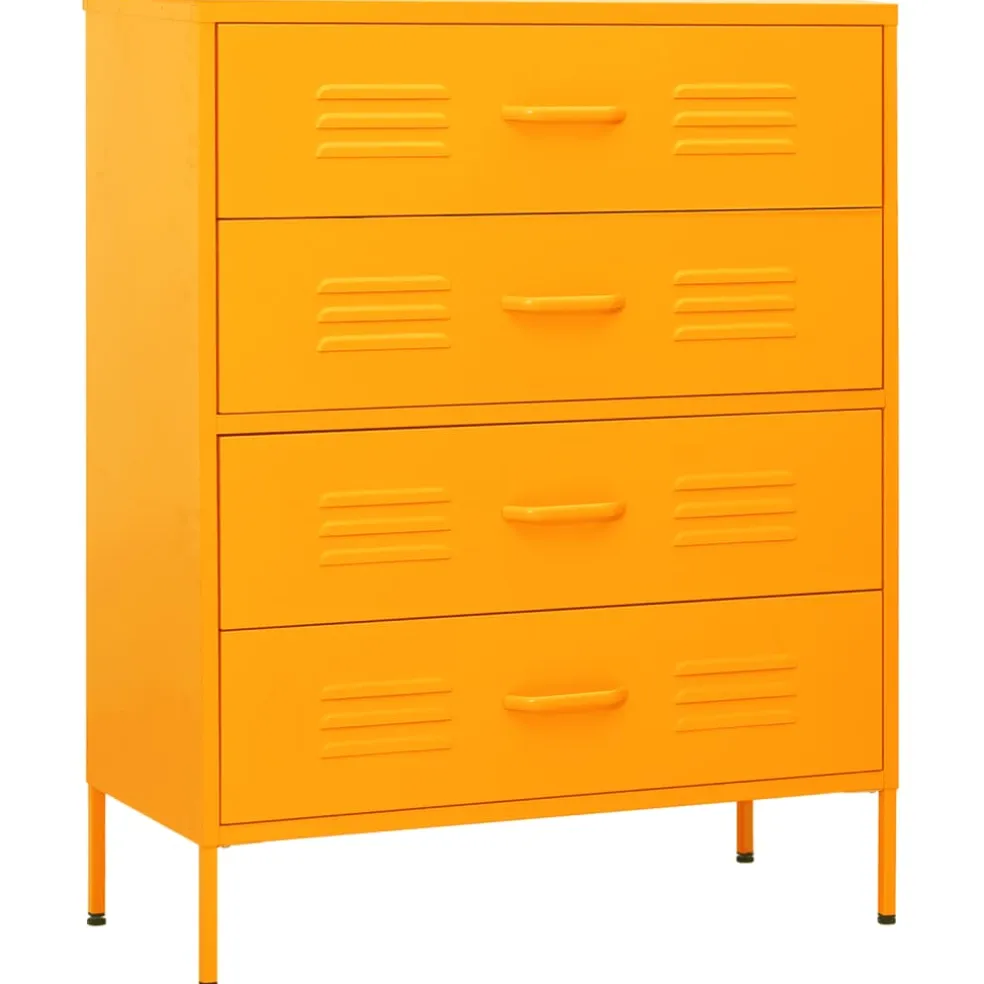 vidaXL Ladekast 80x35x101,5 cm staal mosterdgeel