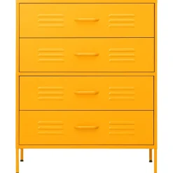 vidaXL Ladekast 80x35x101,5 cm staal mosterdgeel