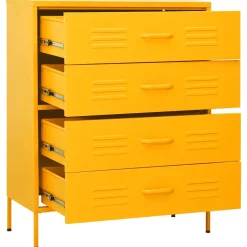 vidaXL Ladekast 80x35x101,5 cm staal mosterdgeel