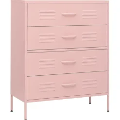 vidaXL Ladekast 80x35x101,5 cm staal roze