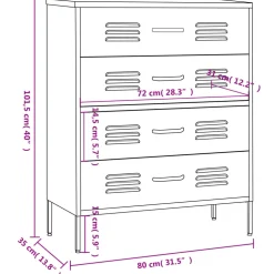 vidaXL Ladekast 80x35x101,5 cm staal roze