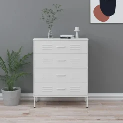 vidaXL Ladekast 80x35x101,5 cm staal wit