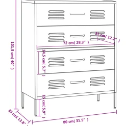vidaXL Ladekast 80x35x101,5 cm staal zwart