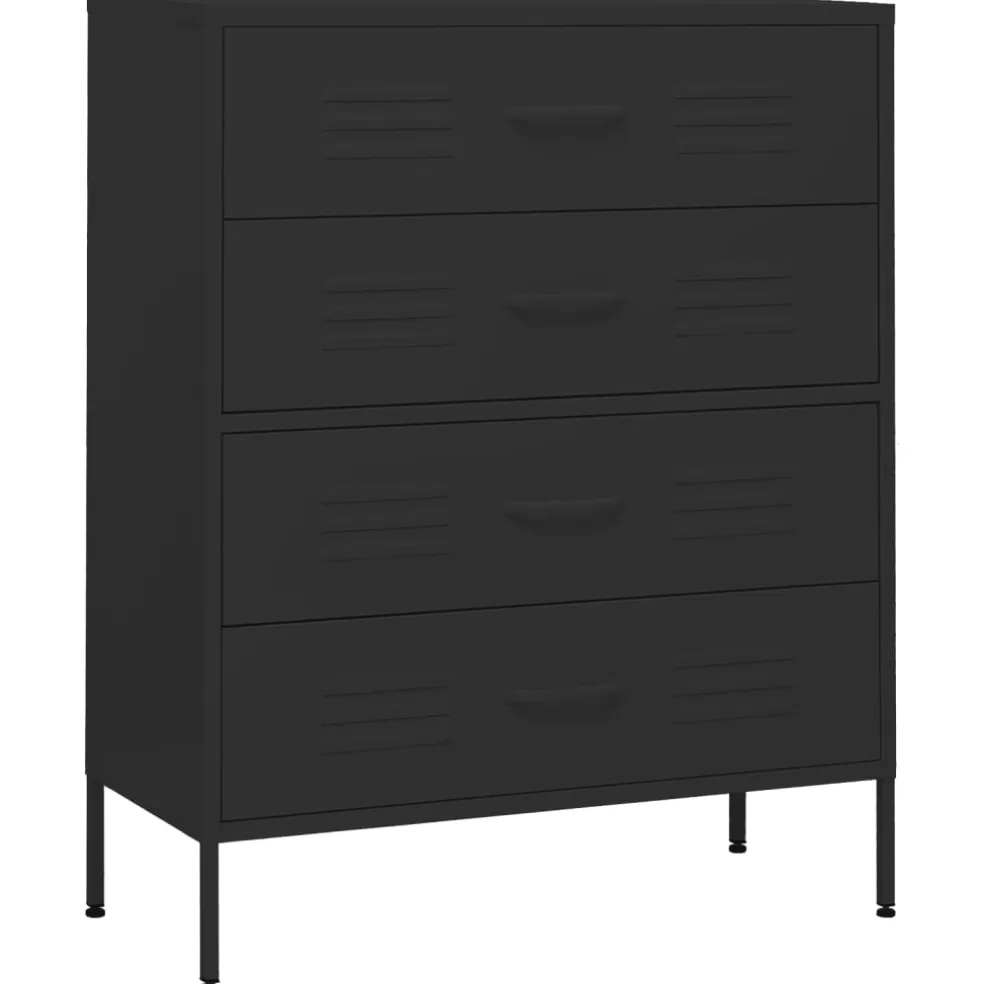 vidaXL Ladekast 80x35x101,5 cm staal zwart