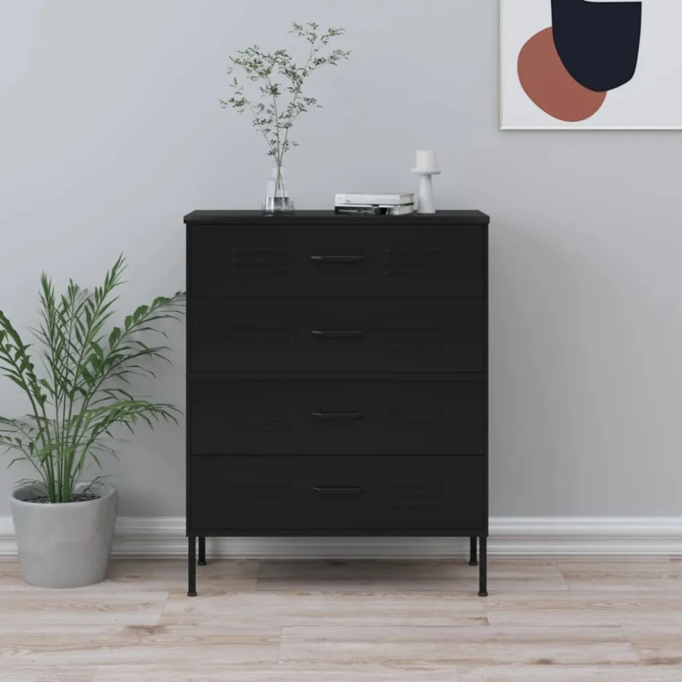 vidaXL Ladekast 80x35x101,5 cm staal zwart