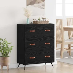 vidaXL Ladekast Zwarte Eik 69,5 x 34 x 90 cm Geconstrueerd hout