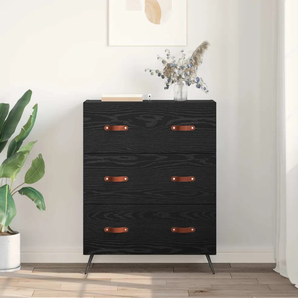 vidaXL Ladekast Zwarte Eik 69,5 x 34 x 90 cm Geconstrueerd hout