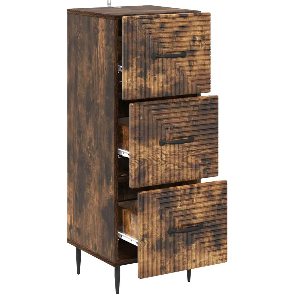 vidaXL Ladenkast Gerookt eiken 33 x 34,5 x 89,5 cm Bewerkt hout