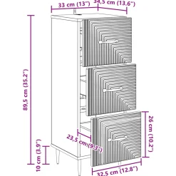 vidaXL Ladenkast Gerookt eiken 33 x 34,5 x 89,5 cm Bewerkt hout
