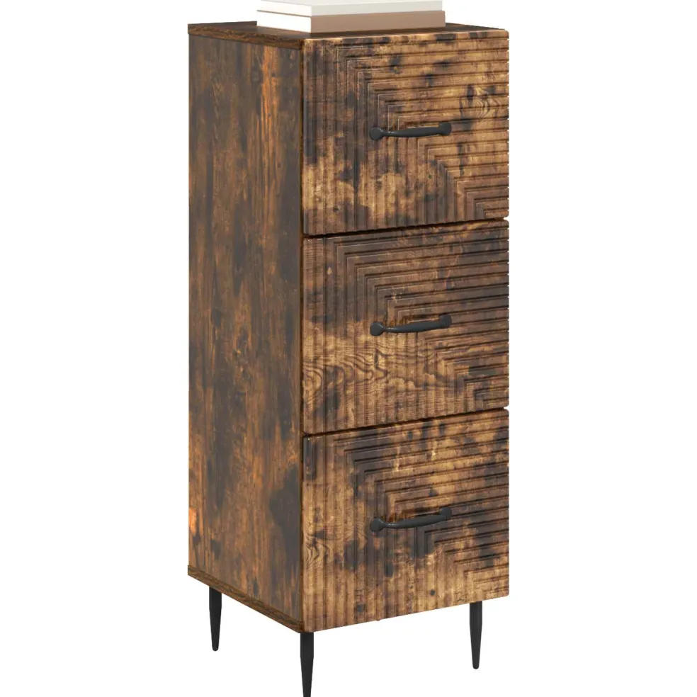vidaXL Ladenkast Gerookt eiken 33 x 34,5 x 89,5 cm Bewerkt hout