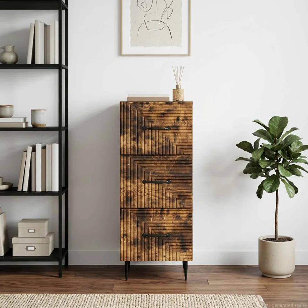 vidaXL Ladenkast Gerookt eiken 33 x 34,5 x 89,5 cm Bewerkt hout