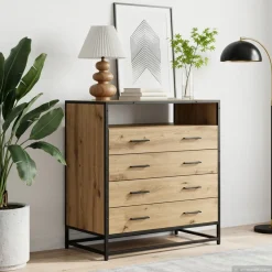 vidaXL Ladenkast 4-Lade Artisanaal eiken 70 x 41 x 83,5 cm