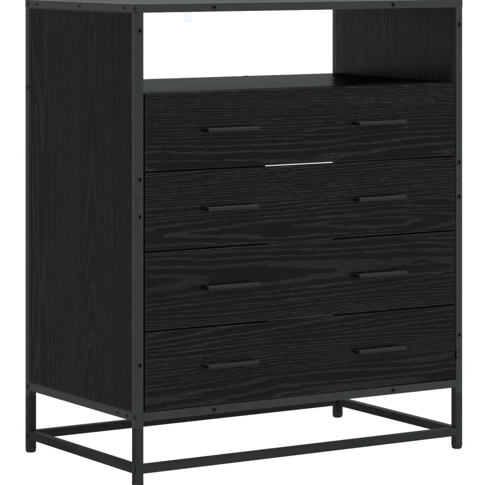 vidaXL Ladenkast 4-Lade Zwart eiken 70 x 41 x 83,5 cm Bewerkt hout