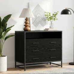 vidaXL Ladenkast 3-Lade Zwart eiken 70 x 41 x 70 cm Bewerkt hout