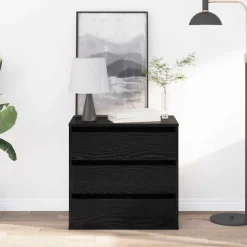 vidaXL Ladenkast 3-Lade Zwart 61 x 41 x 58 cm Bewerkt hout